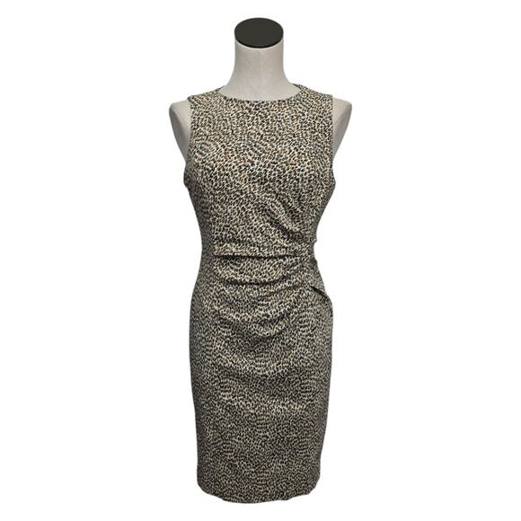 J McLaughlin Sleeveless Ruched Animal Print Sheath Dress Size 4 Fitted Preppy - Picture 1 of 9